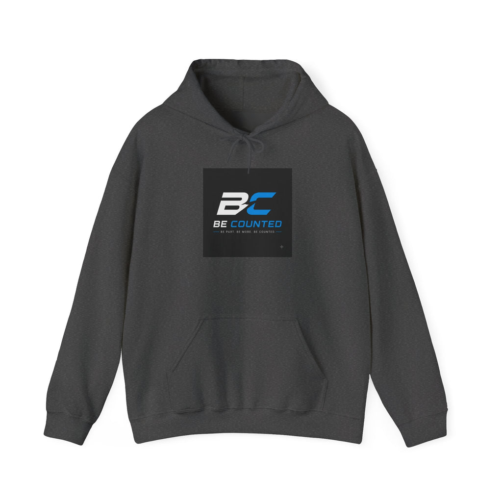 Be Counted Logo Hoodie — Minimal White Pullover with BC Emblem, 3 Colours