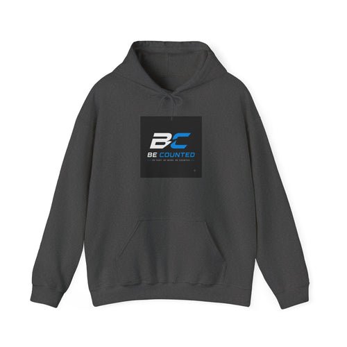 Be Counted Logo Hoodie — Minimal White Pullover with BC Emblem, 3 Colours