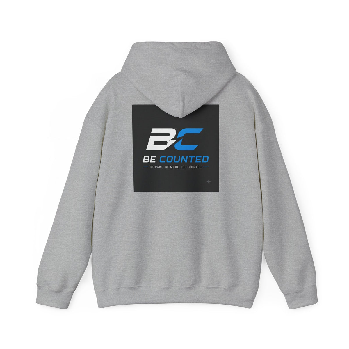 Be Counted Logo Hoodie — Minimal White Pullover with BC Emblem, 3 Colours