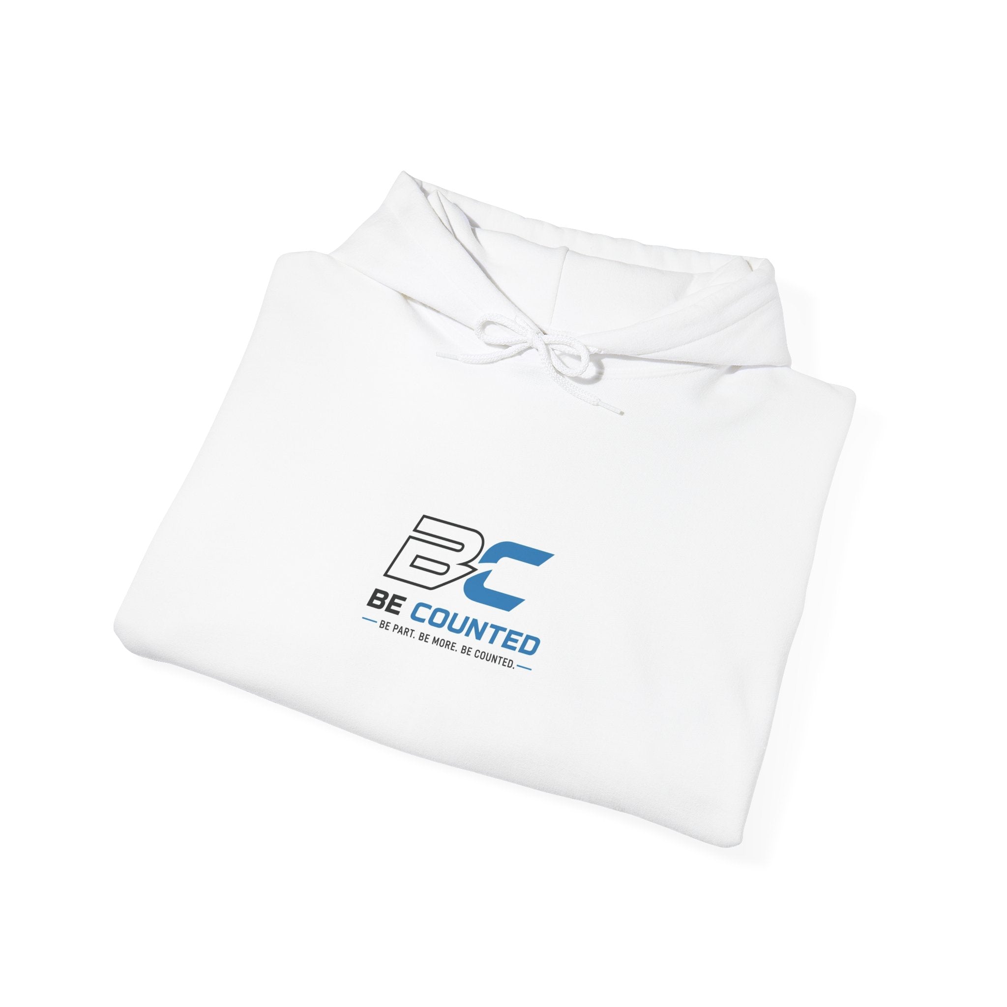 Be Counted Hoodie — Minimal Blue Logo Pullover