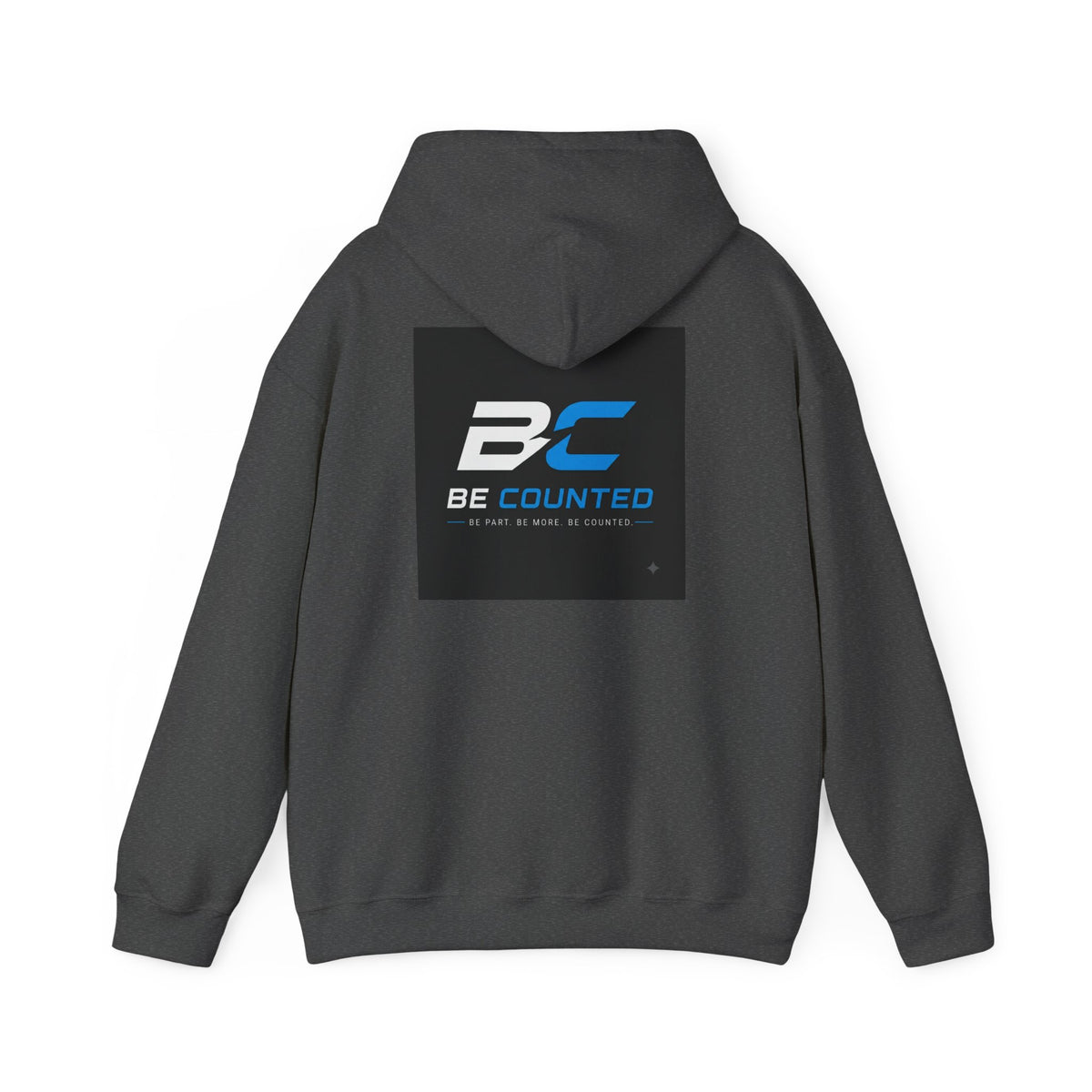 Be Counted Logo Hoodie — Minimal White Pullover with BC Emblem, 3 Colours