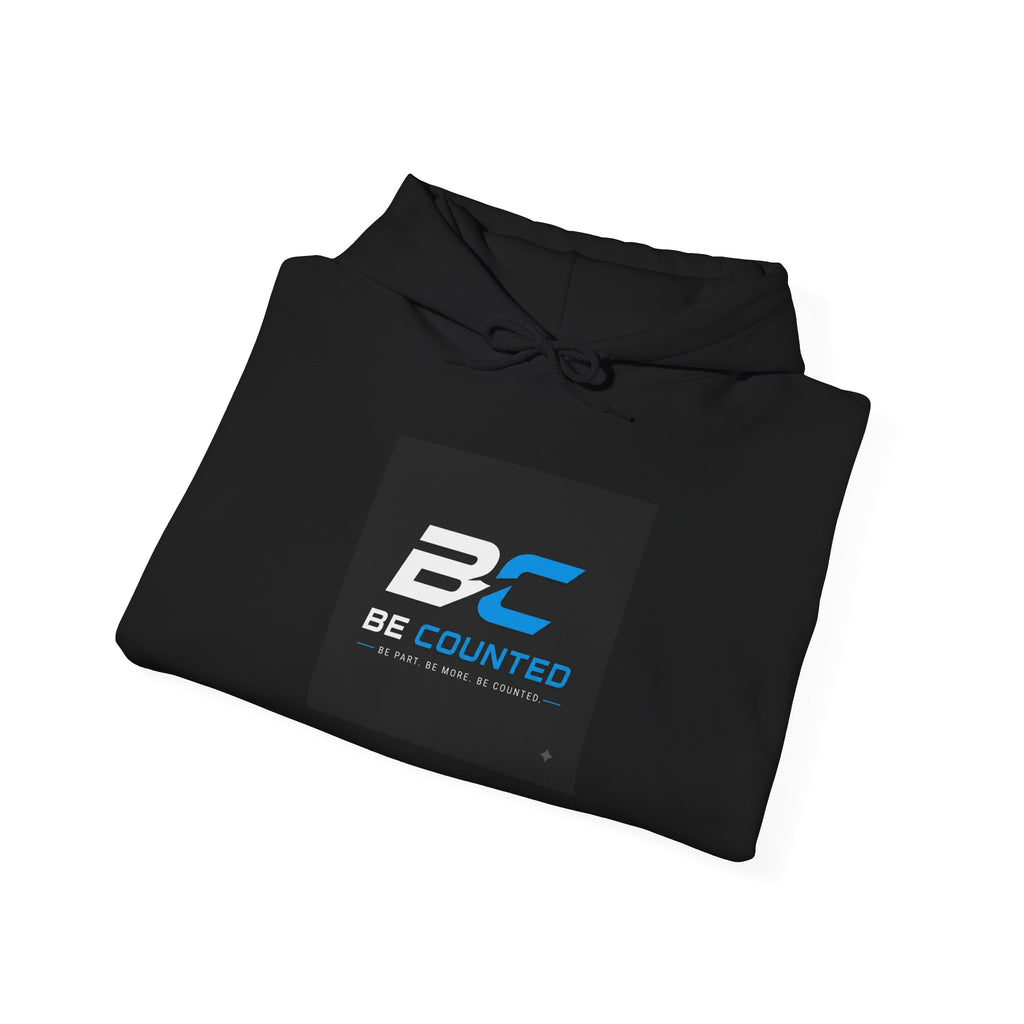 Be Counted Logo Hoodie — Minimal White Pullover with BC Emblem, 3 Colours