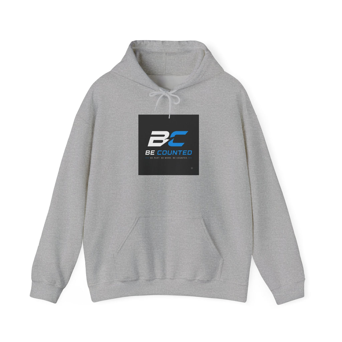 Be Counted Logo Hoodie — Minimal White Pullover with BC Emblem, 3 Colours