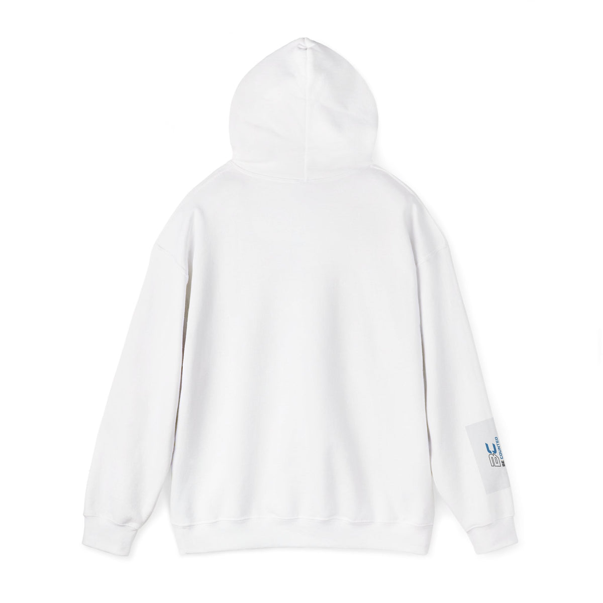 Be Counted Logo Hoodie — White Graphic Pullover with Sleeve Print