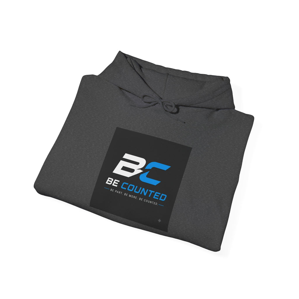 Be Counted Logo Hoodie — Minimal White Pullover with BC Emblem, 3 Colours