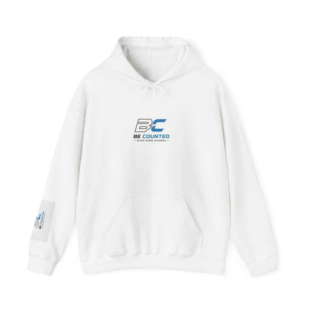 Be Counted Hoodie — Minimal Blue Logo Pullover