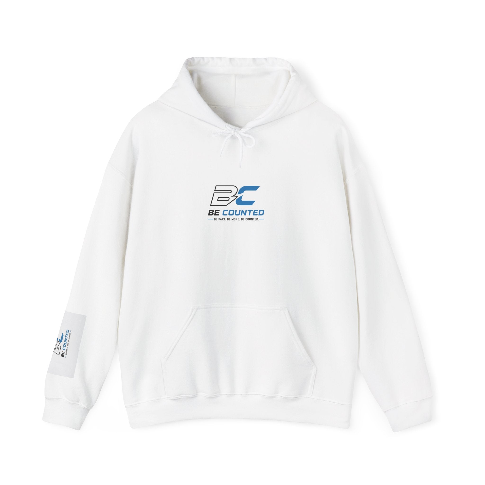Be Counted Hoodie — Minimal Blue Logo Pullover