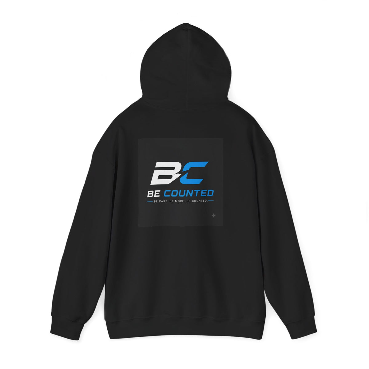 Be Counted Logo Hoodie — Minimal White Pullover with BC Emblem, 3 Colours